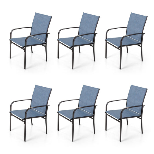 Sophia & William 6-Piece Outdoor Patio Dining Chairs Textilene Patio Chairs for Garden, Backyard, or Poolside, Blue
