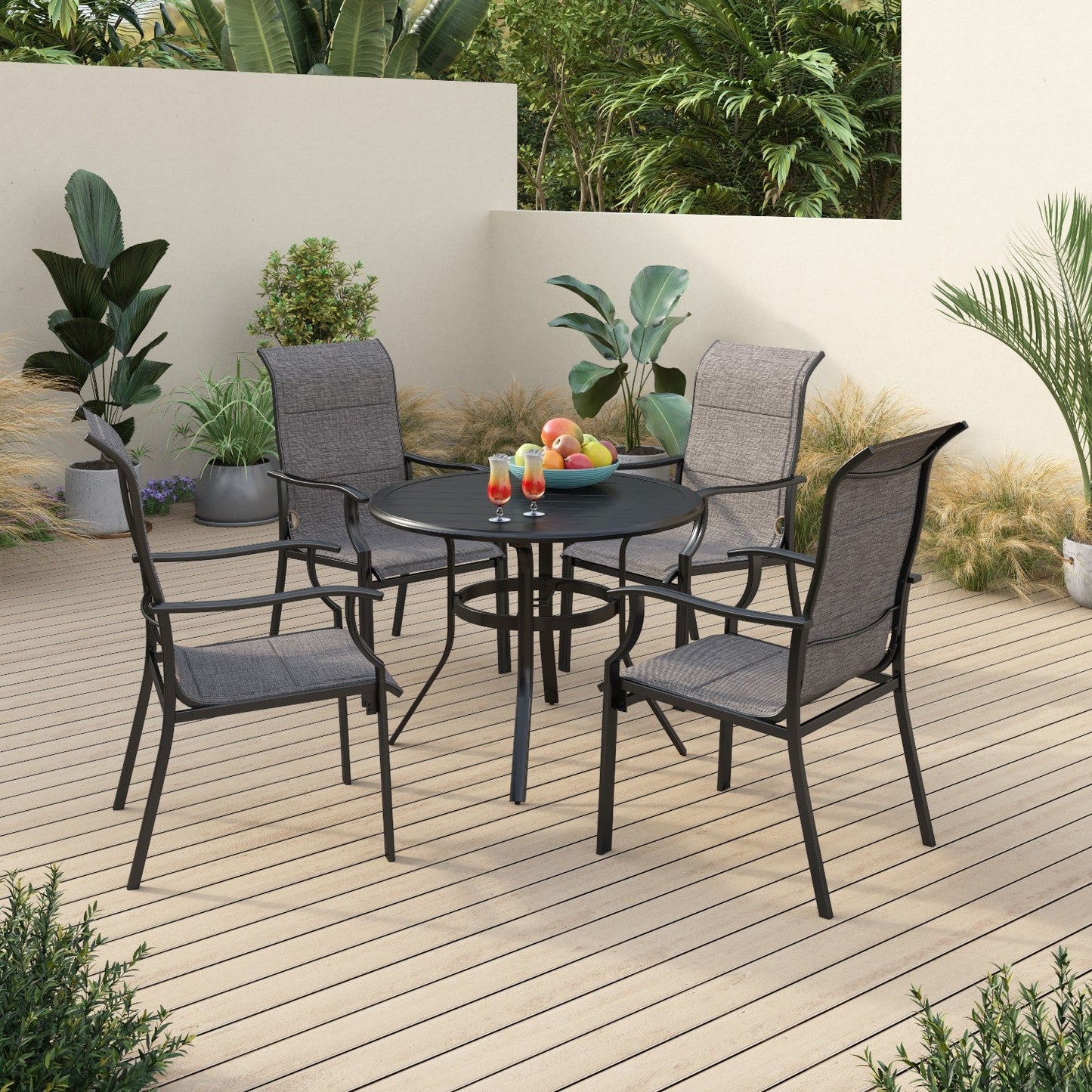 Sophia & William 5 Pieces Metal Patio Dining Set for 4 People Outdoor Chairs Table Set