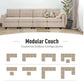 Sophia & William Modular Sectional Sofa with Storage 3 Seat Modern Linen Couch with Ottoman for Living Room, Bedroom, Beige