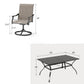 Sophia & William 7 Pieces Outdoor Patio Dining Set with Swivel Textilene Chairs & Rectangle Metal Table for 6-person