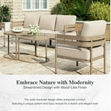 Sophia & William 5 Seat Patio Outdoor Furniture Set Wooden-like Streamlined Conversation Set with Chairs & Combined Coffee Table, Beige