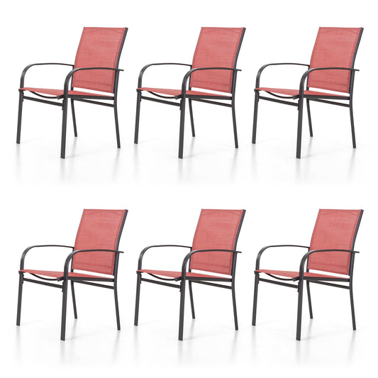Sophia & William 6-Piece Outdoor Patio Dining Chairs Textilene Patio Chairs for Garden, Backyard, or Poolside, Red
