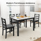 Alpha Joy Farmhouse Dining Table Set for 4, Faux Marble Rectangular Table with Solid Wood Paded Chairs