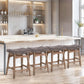 Sophia & William Counter Height Bar Stools Set of 4 for Kitchen Island,24 Inch Saddle Backless Bar Stools with Solid Wood Legs,Vintage Linen Seat Upholstered Farmhouse Counter Stools,Grey