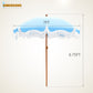 Alpha Joy 7FT Outdoor Parasol Beach Umbrella Fiberglass Ribs Umbrella with Tassel, Sky Blue