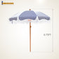 Alpha Joy 7FT Outdoor Parasol Beach Umbrella Fiberglass Ribs Umbrella with Tassel, Navy Blue Strips