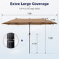 Alpha Joy 13x6.5ft Double-Sided Extra Large Outdoor Patio Market Rectangle Umbrella with Crank Handle, Tawny