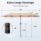 Alpha Joy 13x6.5ft Double-Sided Extra Large Outdoor Patio Market Rectangle Umbrella with Crank Handle, Beige