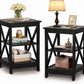 PHI VILLA Black End Table, Side Table for Living Room Set of 2, Nightstand/Bedside Table