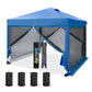 10' x 10' Pop up Canopy Tent with Netting Portable Outdoor Event Tent with Roller Bag, Blue