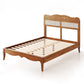 Sophia & William Full Size Wood Platform Bed Frame with Wooven Rattan Headboard & Wooden Slats,No Box Spring Needed