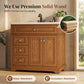 Sophia & William 36inch Bathroom Vanity with 5inch Deep Sink Freestanding Wood Bathroom Cabinet Vanity with 2 Doors with Shelf & 2 Drawers, Teak