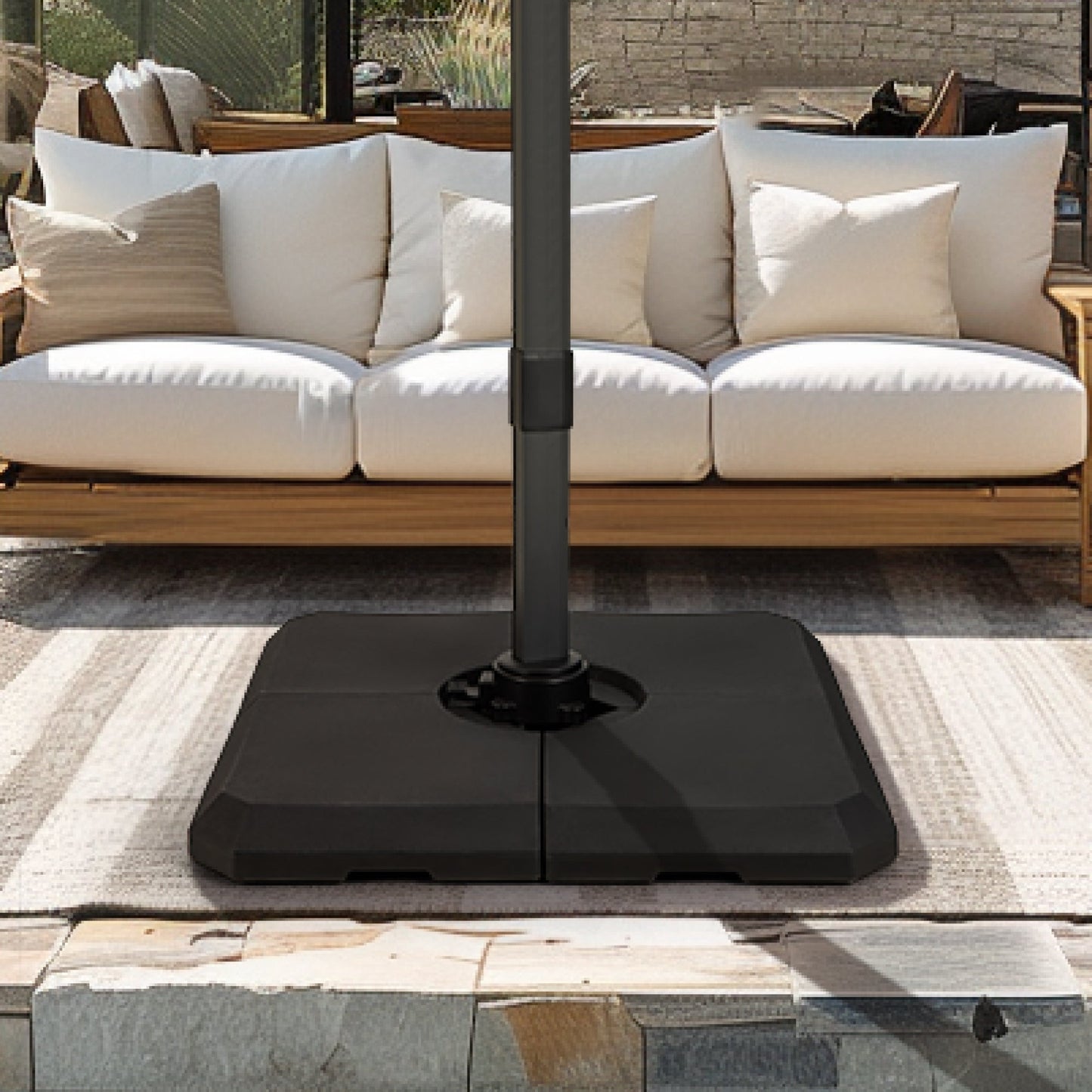 Alpha Joy 40'' Patio Fillable Square Umbrella Base, Black