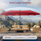 Alpha Joy 13x6.5ft Double-Sided Extra Large Outdoor Patio Market Rectangle Umbrella with Crank Handle, Red