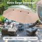 Sophia & William 8-Piece Outdoor Patio Set with 13 ft Beige Umbrella, Textilene Chairs & Rectangle Table for 6
