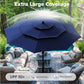 Alpha Joy 10ft 3 Tier Auto-tilt Outdoor Patio Umbrella Beach Garden Double Vented Table Umbrella with Push Button Tilt and Crank, Navy Blue