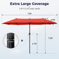Alpha Joy 13x6.5ft Double-Sided Extra Large Outdoor Patio Market Rectangle Umbrella with Crank Handle, Orange Red