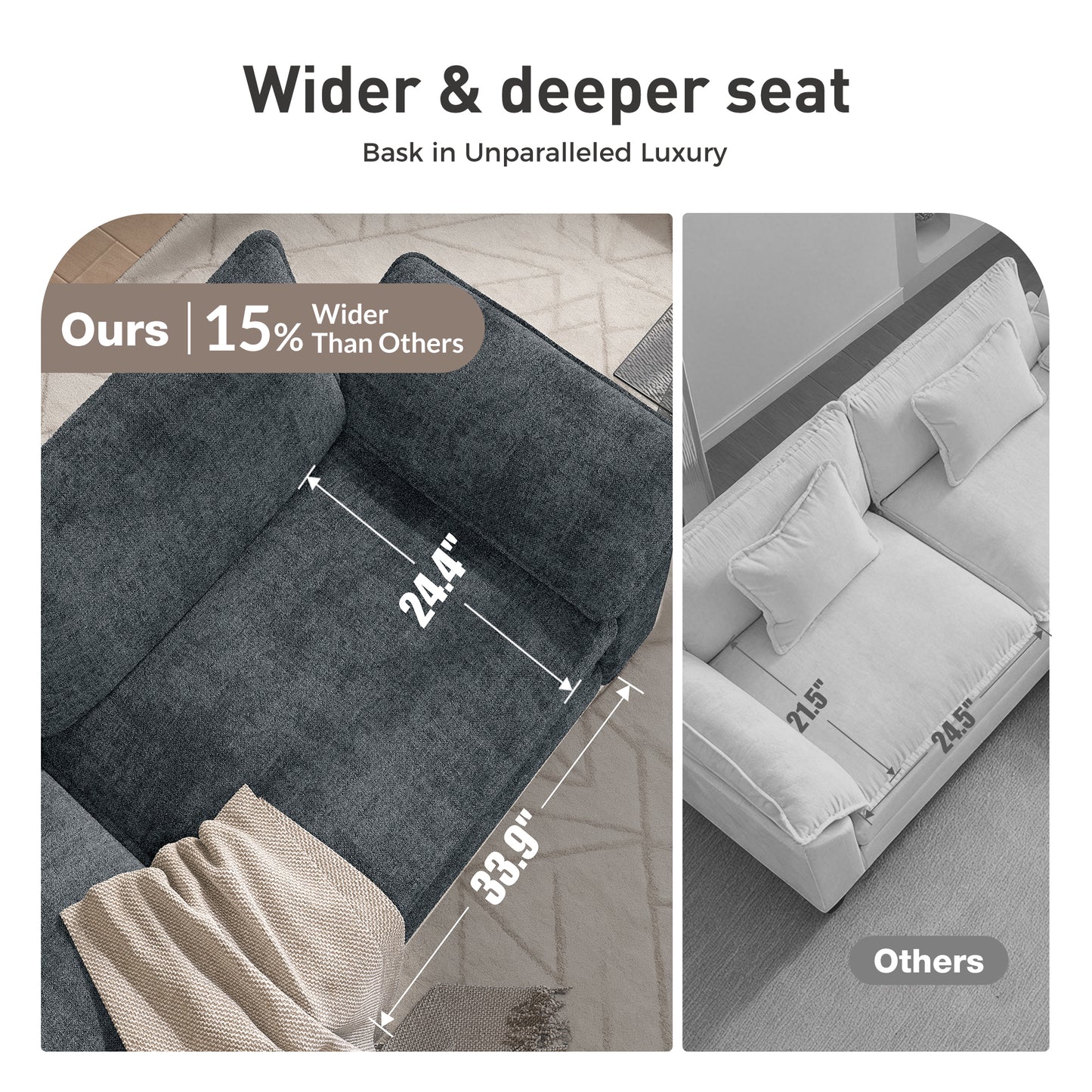 Sophia&William U-Shaped Modular Sectional Sofa Sets for Living Room, Modern 5-Seat Chenille Cloud Couch Oversized Sectional with 3 Throw Pillows & 2 Ottomans, Blue