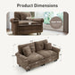 Sophia&William 2-Seat Modular Sectional Sofa Set, Mid-Century Chenille Cloud Couch Oversized Sofa with Retro Nailhead Trim and 2 Throw Pillows for Living Room, Taupe