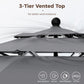 Alpha Joy 10ft 3-Tier Auto-Tilt Patio Umbrella, Steel Pole & Ribs ¨C Double Vented, Push-Button Tilt & Crank, Smoky Gray