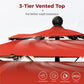 Alpha Joy 10ft 3 Tier Auto-tilt Outdoor Patio Umbrella Beach Garden Double Vented Table Umbrella with Push Button Tilt and Crank, Orange Red