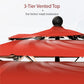 Alpha Joy  10ft 3 Tier Auto-tilt Outdoor Patio Umbrella Beach Garden Double Vented Table Umbrella with Push Button Tilt and Crank,Red