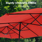 Sophia & William 8-Piece Outdoor Patio Set with 13 ft Orange Red Umbrella, Textilene Chairs & Rectangle Table for 6