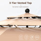 Alpha Joy 10ft 3 Tier Auto-Tilt Outdoor Patio Umbrella Beach Garden Double Vented Table Umbrella with Push Button and Crank, Beige
