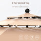 Alpha Joy  10ft 3 Tier Auto-Tilt Outdoor Patio Umbrella Beach Garden Double Vented Table Umbrella with Push Button and Crank,Beige