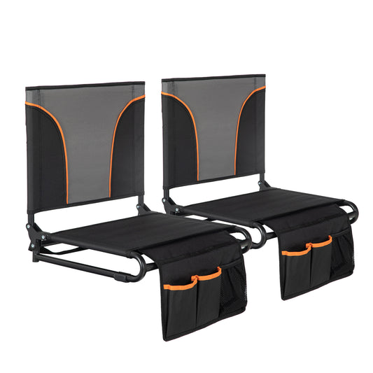 Sophia&William Set of 2 Portable Stadium Chair Stadium Seat for Bleacher with Storage Pocket, Black