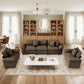 Sophia&William 123.6"L Modular Sectional Sofa Sets, Modern Chenille Cloud Couch 5-Seat 24.4"W Deep Sofa Sectional with 5 Pillows for Living Room,Brown