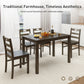 Alpha Joy Farmhouse Dining Table Set for 4 Solid Wood Kitchen Chairs and Table Set, Dark Walnut
