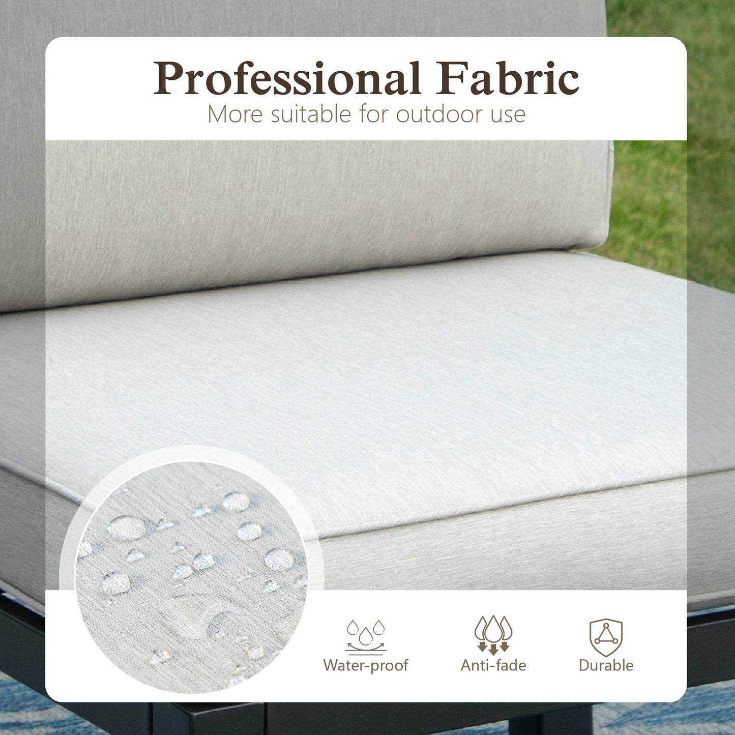 Sophia & William 7 Pieces Metal Patio Furniture Set Outdoor Sectional Conversation Sofa Set with Coffee Table, Light Grey Cushion