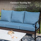 Sophia & William 7 Seat Patio Conversation Set,Outdoor Furniture Set with Rocking Chairs & Loveseat, Navy Blue