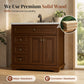 Sophia & William 36inch Bathroom Vanity with 5inch Deep Sink Freestanding Wood Bathroom Cabinet Vanity with 2 Doors with Shelf & 2 Drawers, Cherry Brown