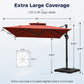 Alpha Joy 12x9ft Outdoor Patio Umbrella Large Rectangle Offset Cantilever Double Umbrella with 360° Rotation, Brick Red
