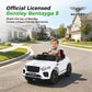 Alpha Joy 12V Kids Ride On Car Licensed Bentley Electric Vehicle with Remote Control, Soft Start, 3 Speed, LED Lights, Built-in Storage & Music, Gift for Boys Girls Ages 3-8, White