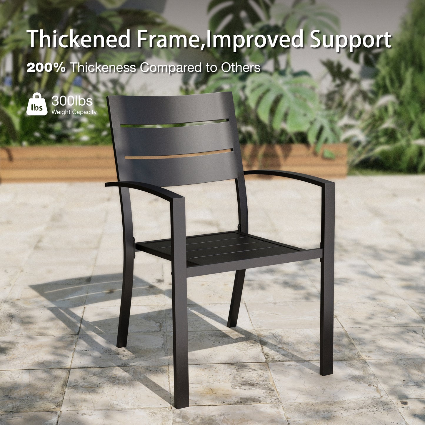 Sophia&William 7Pcs Patio Dining Set Outdoor Metal Stackable Chairs and Rectangular Table Furniture Sets for 6