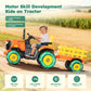 Alpha Joy 24V Powered Ride on Tractor with Detachable Trailer Electric Toy Car with Remote Control, Tippable Trailer, USB, Headlight, Bluetooth, 3 Speed Adjustable for Kids 3+, Orange