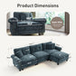 Sophia&William Modular Sectional Sofa Set, Modern Chenille Cloud Couch 4-Seat Retro Nailhead Trim with 3 Pillows for Living Room Furniture Sets, Brown