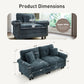 Sophia&William 2-Seat Modular Sectional Sofa Set, Mid-Century Chenille Cloud Couch Oversized Sofa with Retro Nailhead Trim and 2 Throw Pillows for Living Room, Cyan