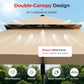 Alpha Joy 12x9ft Outdoor Patio Umbrella Large Rectangle Offset Cantilever Double Umbrella with 360¡ãRotation, Beige