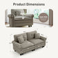 Sophia&William 2-Seat Sectional Sofa Set, Mid-Century Linen Cloud Couch Retro Nailhead Trim Modular Sofa with 2 Pillows for Living Room, Light Gray
