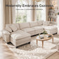 Sophia&William Convertible Sectional Sofa Couch, Modern Corduroy Couch 4-Seat Sofa Sectional for Living Room,Beige