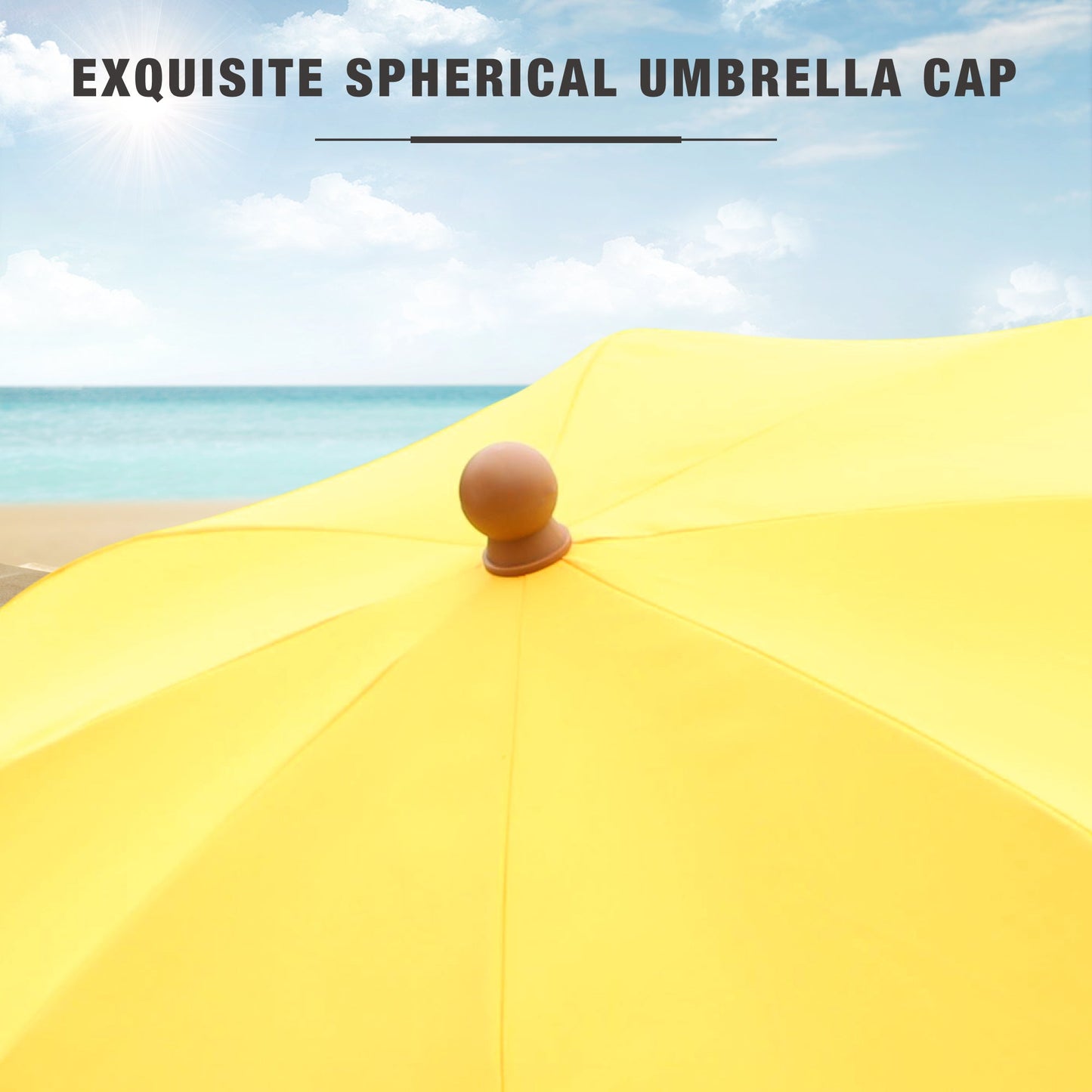 Alpha Joy 7FT Outdoor Parasol Beach Umbrella Fiberglass Ribs Umbrella with Tassel, Yellow
