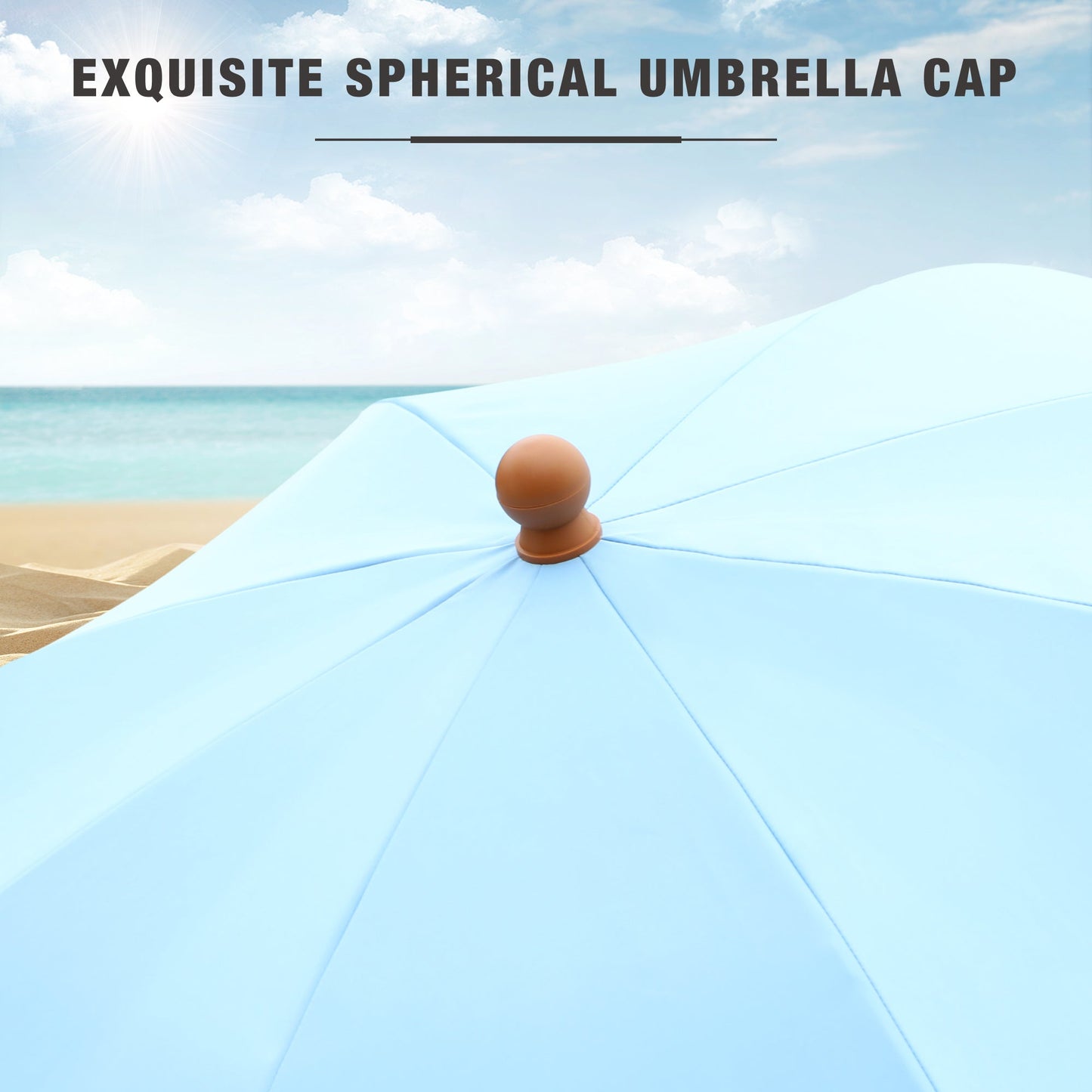 Alpha Joy 7FT Outdoor Parasol Beach Umbrella Fiberglass Ribs Umbrella with Tassel, Sky Blue