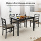 Alpha Joy Farmhouse Dining Table Set for 4, Faux Marble Rectangular Table with Solid Wood Paded Chairs