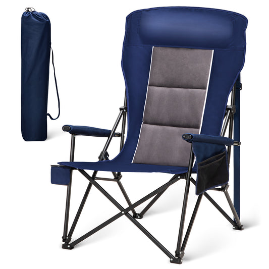 Alpha Joy Heavy-Duty Camping Chair Oversized Padded Heavy Duty Portable Camping Chair Supports 500lbs with Carry Bag, Blue