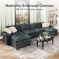 Sophia&William Sectional Sofa Sets, Oversized Cloud Couch Sofa Set 5-Seater Chenille Modular Sofa with 5 Pilliows & Deep Seat for Living Room, Blue
