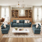 Sophia&William 123.6"L Modular Sectional Sofa Sets, Modern Chenille Cloud Couch 5-Seat 24.4"W Deep Sofa Sectional with 5 Pillows for Living Room,Blue